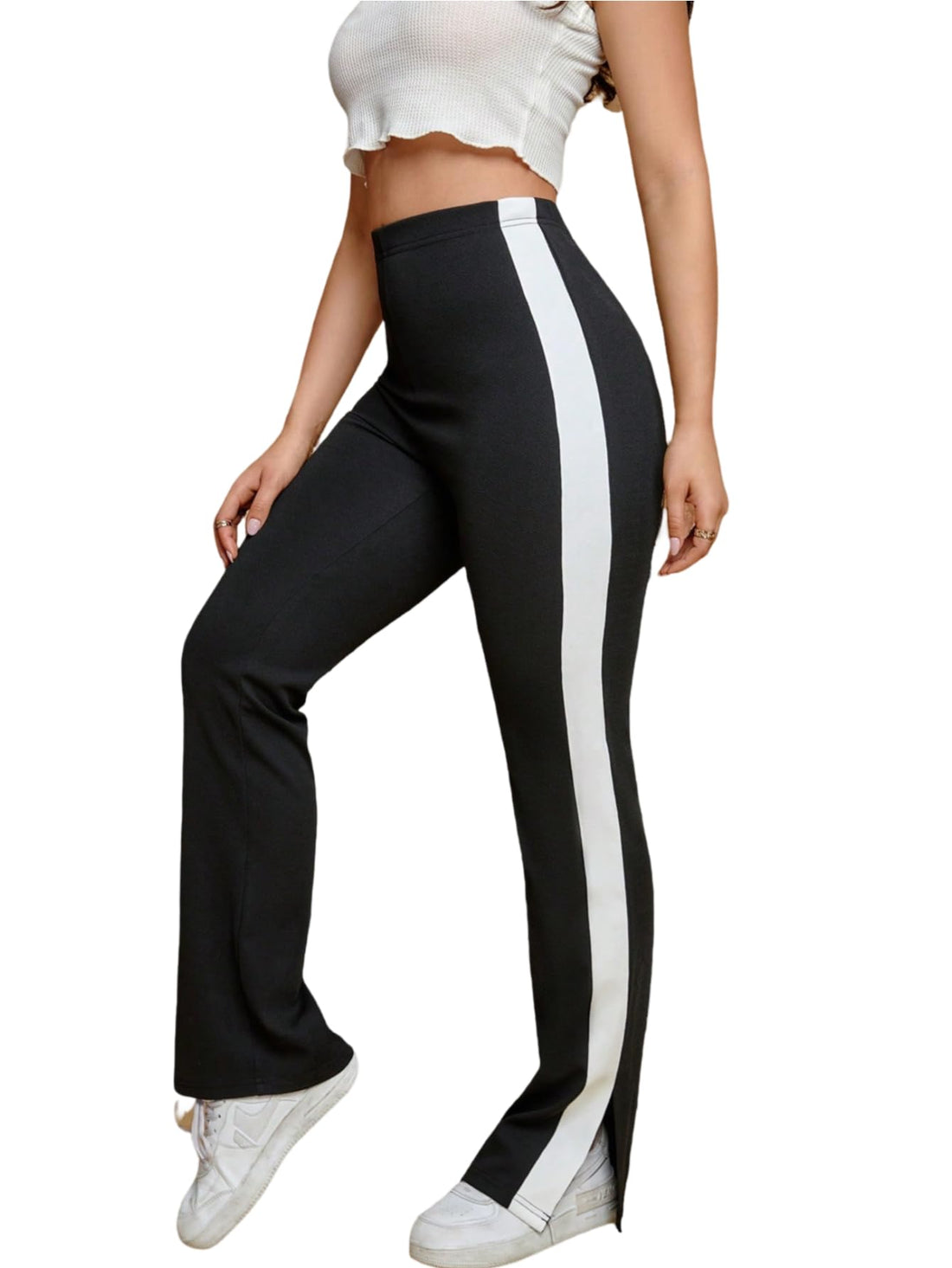 SAKHWALA Women's Solid High Weist Striped Track Pants | Women Pants | Women Trousers | Casual wear/Sports wear | Striped Track Pants for Women