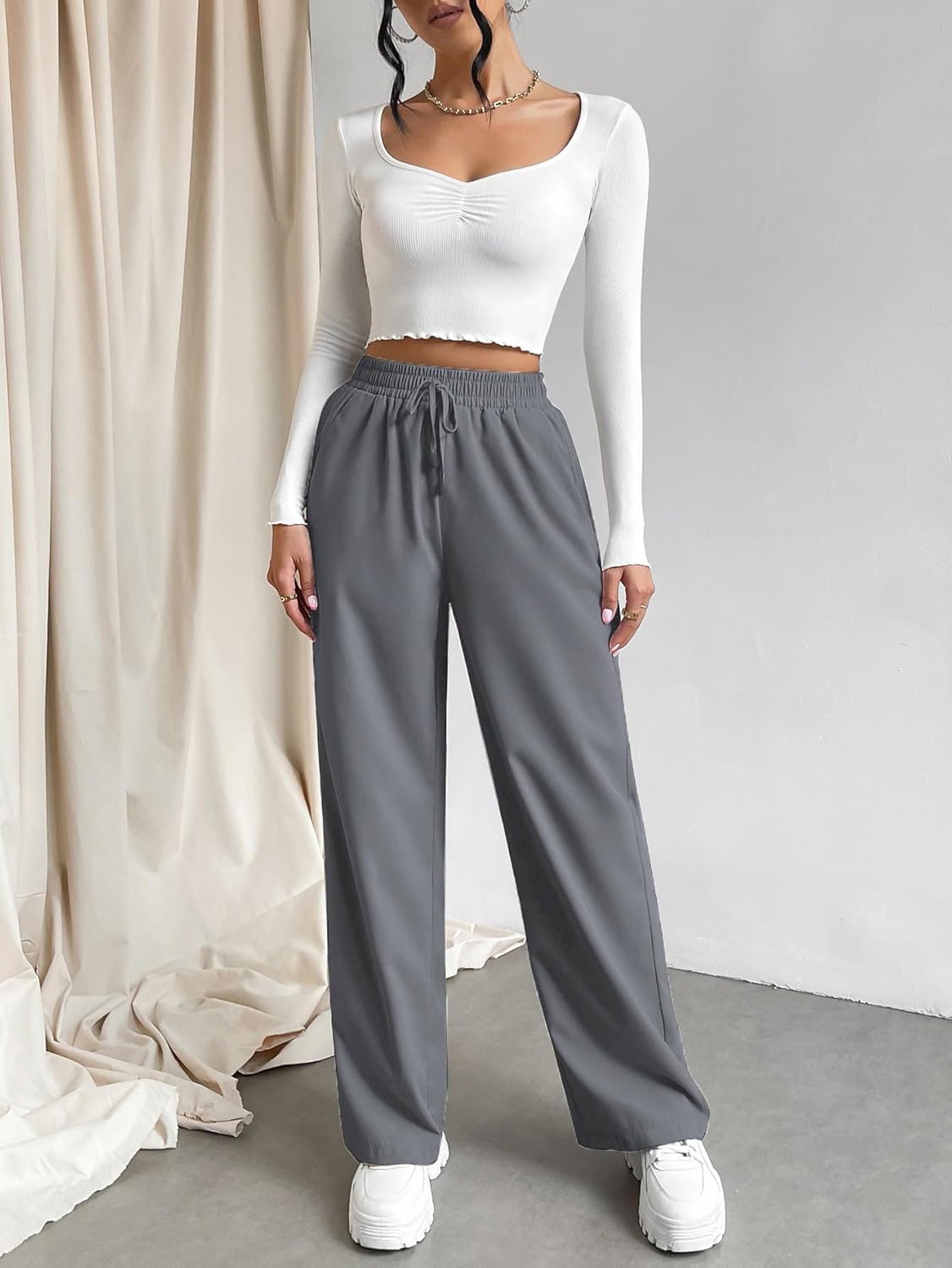 Innoventor Women's High-Waist Summer Track Pants | Casual Trouser for Comfort and Style