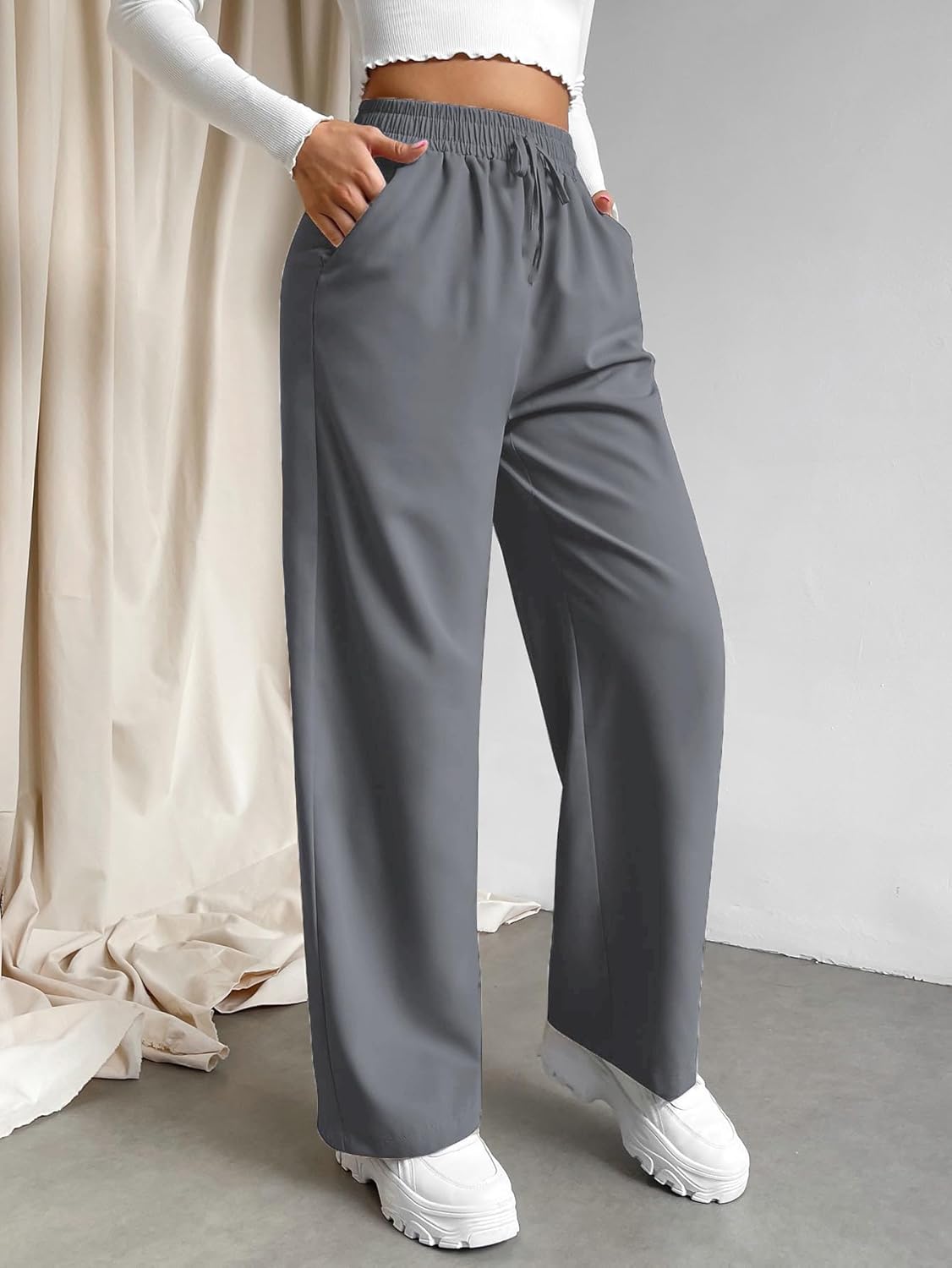 Innoventor Women's High-Waist Summer Track Pants | Casual Trouser for Comfort and Style