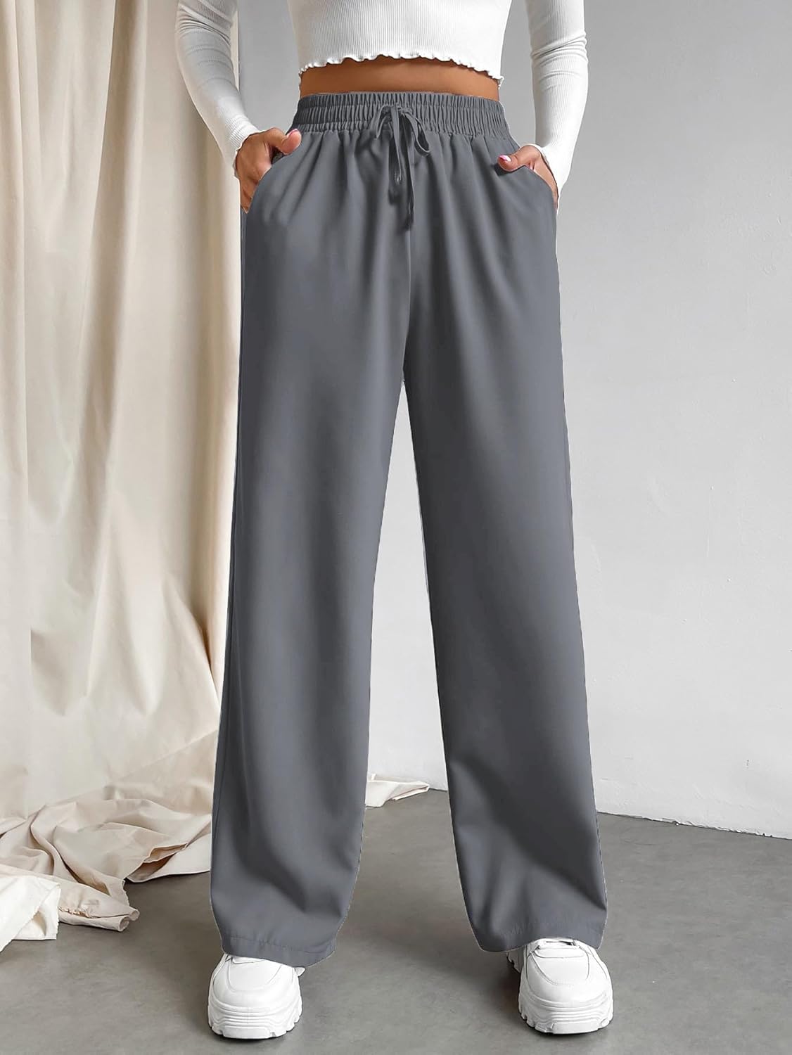 Innoventor Women's High-Waist Summer Track Pants | Casual Trouser for Comfort and Style