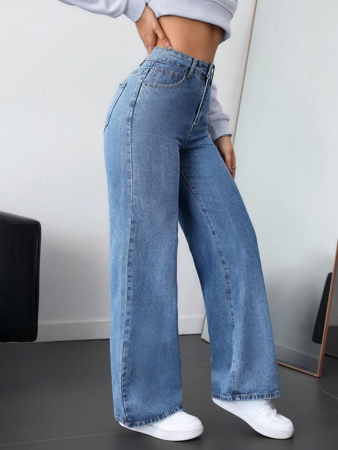 Denim Blue Baggy Women High Waist Jean