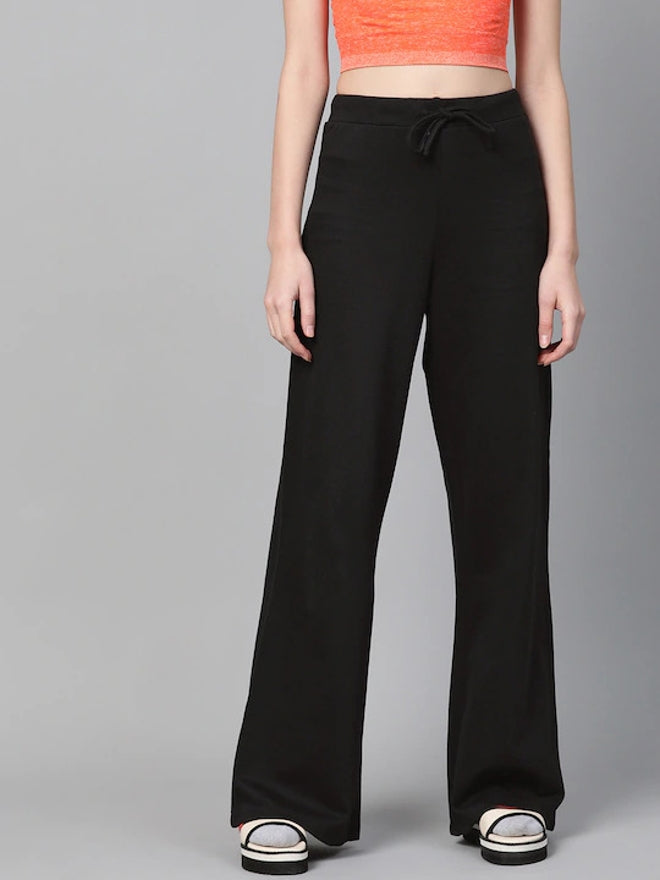 Black Regular Loose Fit Track Pants